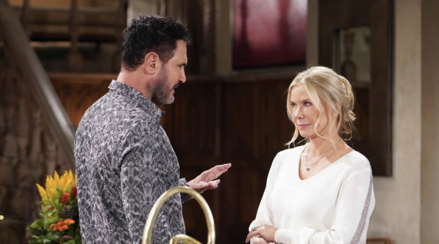 Da sinistra: Don Diamont (Bill Spencer) e Katherine Kelly Lang (Brooke Logan) in una scena di “Beautiful”. Credits: BBL Distribution/RTI Mediaset.