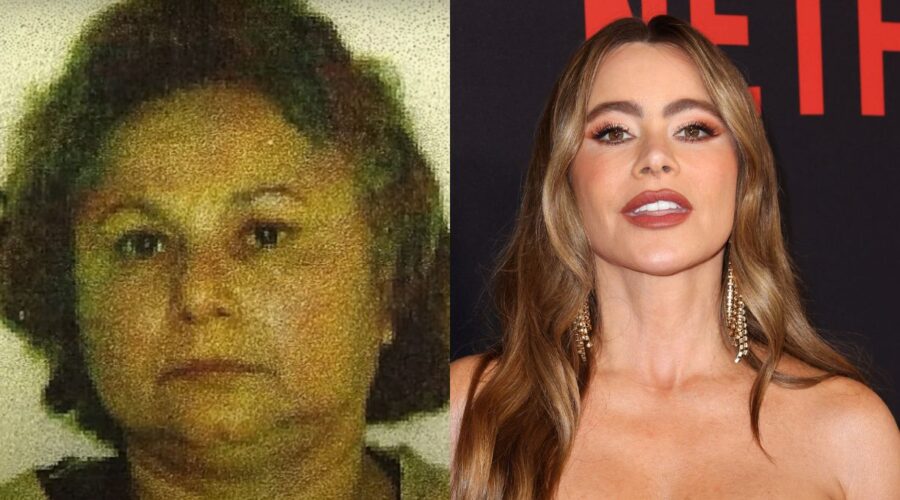 Da sinistra: Griselda Blanco in una fotogramma del documentario “The Cocaine Queenpin: Griselda Blanco | Gangsters: America's Most Evil” di A&E. A destra: Sofia Vergara partecipa alla première statunitense di Griselda di Netflix il 23 gennaio 2024 a Miami, Florida. Credits: Alexander Tamargo/Getty Images per Netflix.