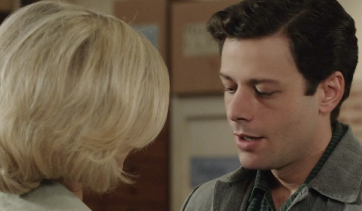 Da sinistra: Francesca Del Fa (Irene Cipriani) e Gabriele Anagni (Alfredo Perico) in una scena della puntata 63 de “Il Paradiso Delle Signore 8”. Credits: Rai.