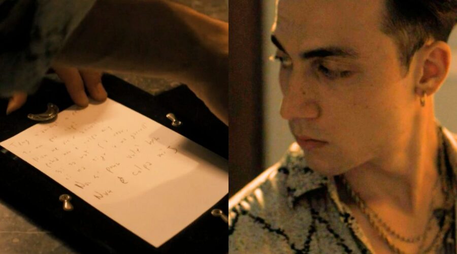 Edoardo (Matteo Paolillo, a destra) lascia Teresa con una lettera nell'episodio 12 di “Mare Fuori 4”. Credits: Cattura schermo/Rai.