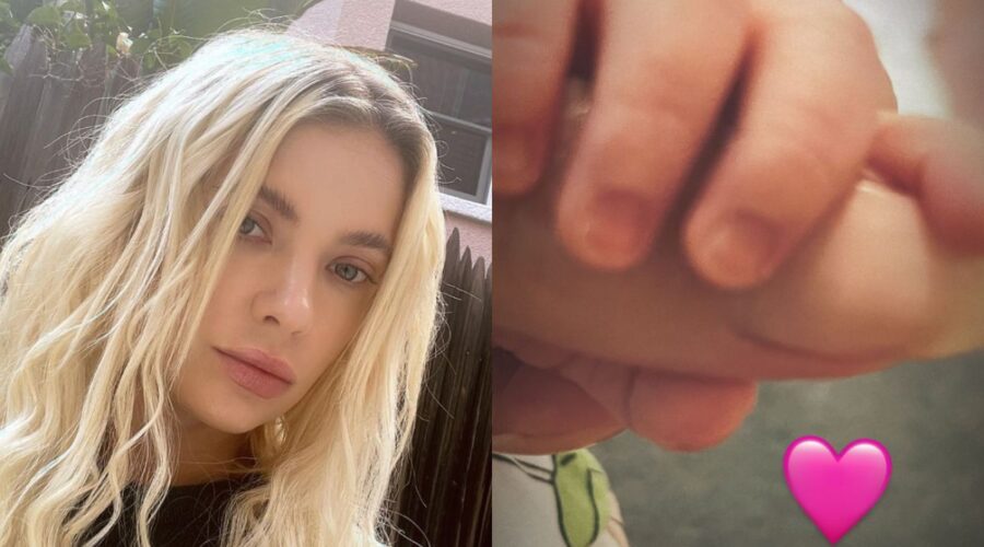 Ashley Benson è diventata mamma: a destra la Story con cui ha annunciato di aver dato alla luce la figlia. Credits: @ashleybenson/Instagram.