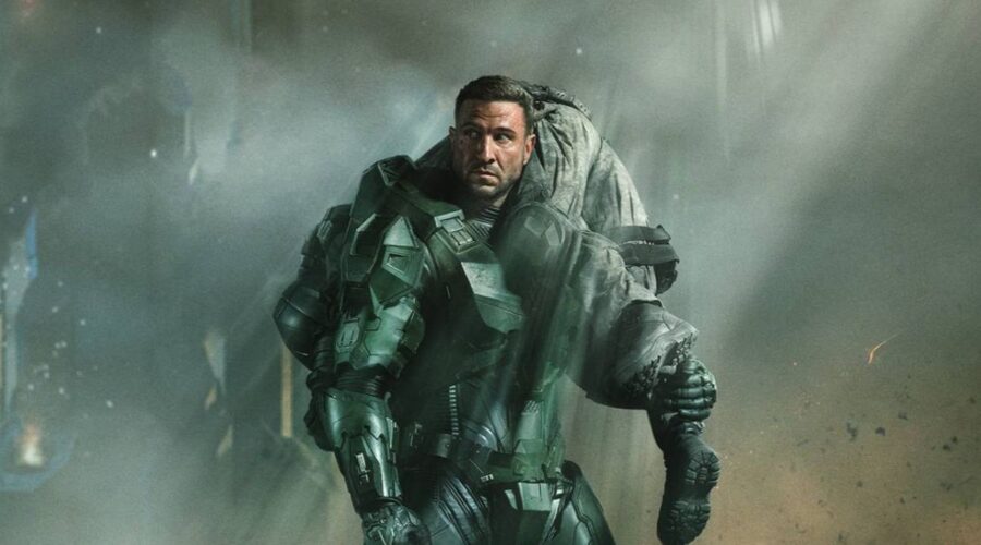 Master Chief nella key art della seconda stagione di “Halo”. Credits: Paramount+.