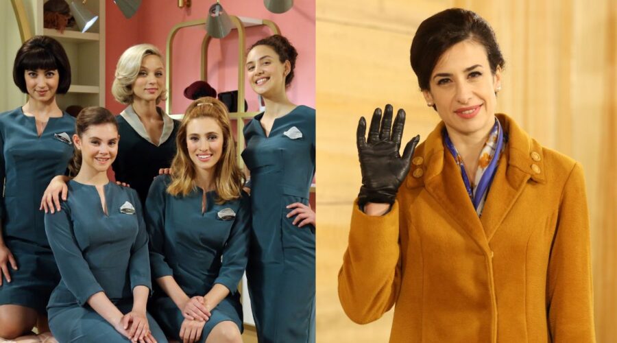 A sinistra: Clara Danese (Elvira Gallo), Elvira Camarrone (Clara Boscolo), Francesca Del Fa (Irene Cipriani), Ilaria Maren (Delia Bianchetti) e Silvia Bruno (Agata Puglisi) in un posato per 