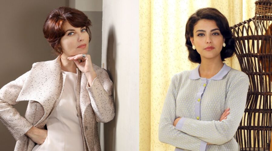 Da sinistra: Vanessa Gravina (Adelaide Di Sant'Erasmo) e Chiara Russo (Maria Puglisi) in un posato per “Il Paradiso Delle Signore 8”. Credits: P. Bruni e Rai.