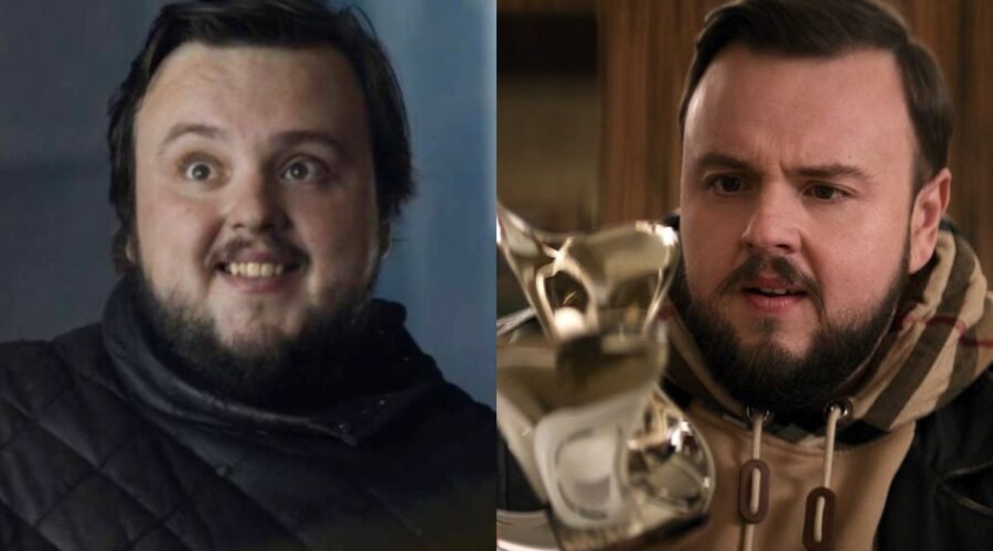 John Bradley, a sinistra nei panni di Samwell Tarly in “Game of Thrones”, e a destra in quelli di Jack Rooney ne “Il problema dei 3 corpi”. Credits: Cattura schermo Hbo/Now-Ed Miller/Netflix.