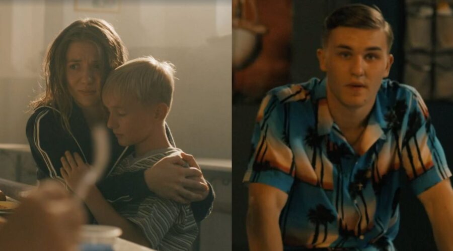 A sinistra: Yeva Sai (Alina) con Arsem Tkachuk (Demyan). A destra: Artem (Pino O' Pazzo) in una scena del settimo episodio di “Mare Fuori 4”. Credits: Rai.