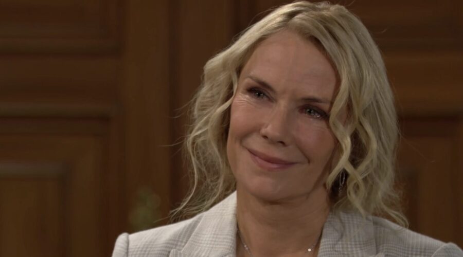 Brooke (Katherine Kelly Lang) in una scena di “Beautiful”. Credits: BBL Distribution/Cattura schermo/Mediaset Infinity.