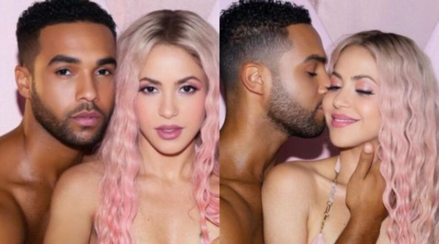 Lucien Laviscount e Shakira sul set del video di lei, “Puntería”. Credits: Instagram.