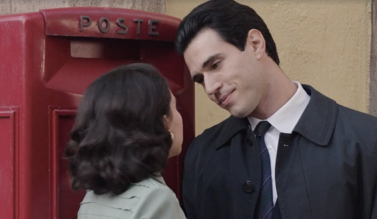 Da sinistra: Chiara Russo (Maria Puglisi) e Danilo D'Agostino (Matteo Portelli) in una scena della puntata 143 de “Il Paradiso Delle Signore 8”. Credits: Rai.