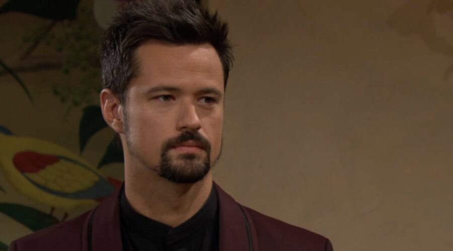 Matthew Atkinson (Thomas Forrester) in una scena della puntata di “Beautiful” in onda su Canale 5. Credits: BBL Distribution/Mediaset/Cattura schermo.