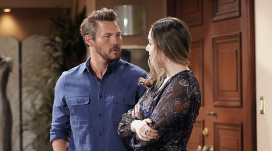 Da sinistra: Scott Clifton (Liam Spencer) e Annika Noelle (Hope Logan) in una scena di “Beautiful”. Credits: BBL Distribution/RTI Mediaset.