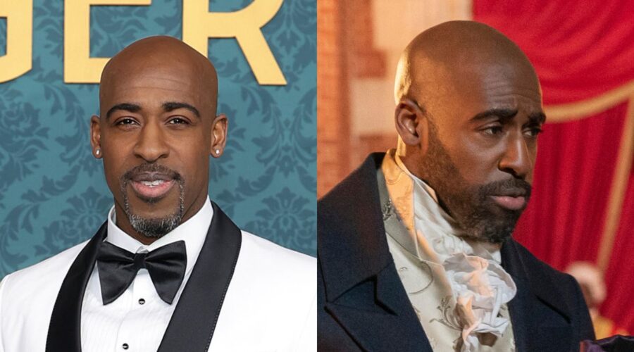 Da sinistra: Daniel Francis alla première a New York di “Bridgerton 3”; a destra: Lord Marcus Anderson in una scena della terza stagione. Credits: Dimitrios Kambouris/Getty Images per Netflix, Liam Daniel/Netflix © 2024.
