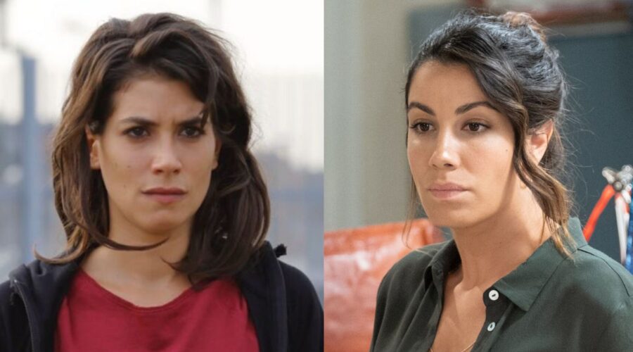 A sinistra: Giulia Michelini (Rosy Abate) in una scena di “Rosy Abate 2”. Credits: Ufficio Stampa Mediaset. A destra: Chiara Tron (Tamara) in una scena di “Viola come il mare 2”. Credits: Ufficio Stampa Mediaset/RTI Mediaset/Lux Vide.