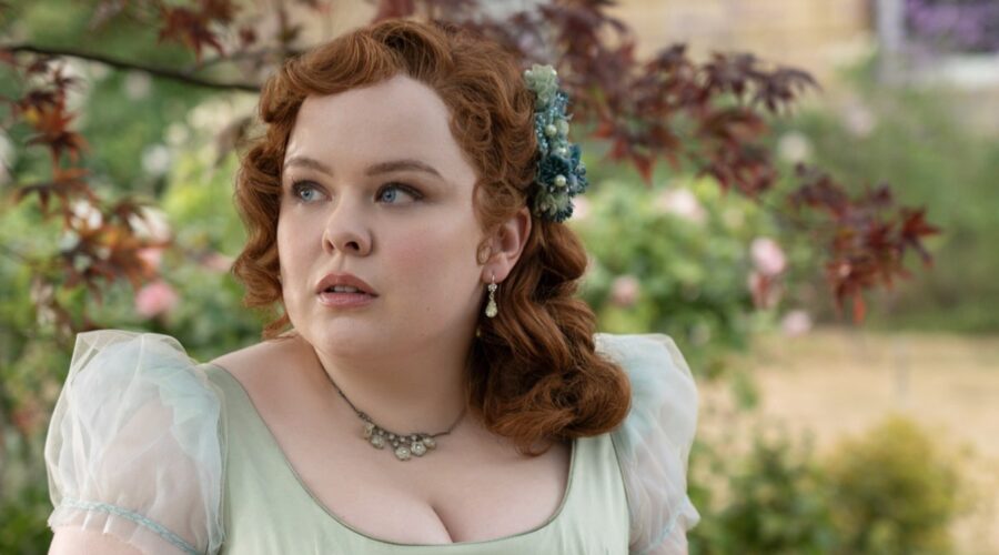 Nicola Coughlan (Penelope) in una scena di “Bridgerton 3”. Credits: Liam Daniel/Netflix.