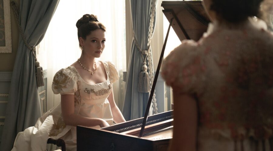 Francesca Bridgerton (Hannah Dodd) in una scena della terza stagione. Credits: Liam Daniel/Netflix © 2024.