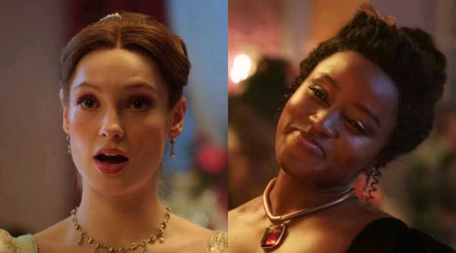 Da sinistra: Hannah Dodd (Francesca) e Masali Baduza (Michaela Stirling) in una scena di “Bridgerton 3” Credits: Cattura schermo/Netflix.