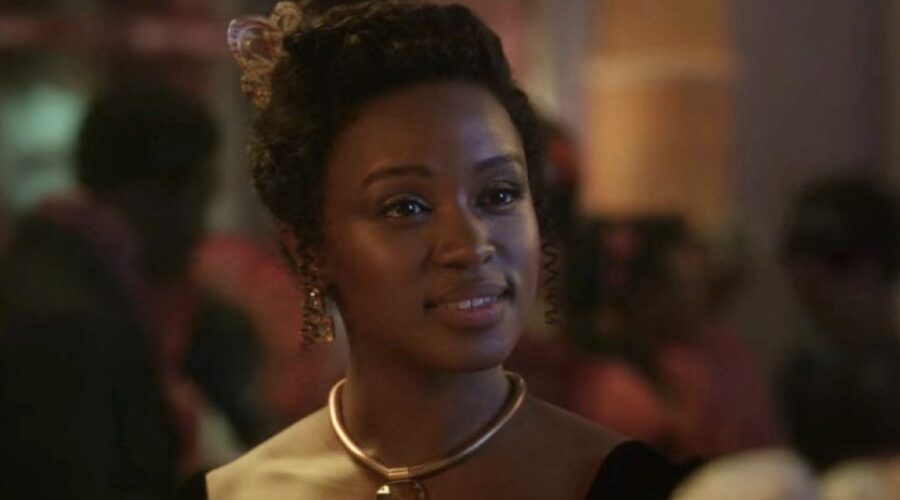 Masali Baduza (Michaela Stirling) in una scena dell'episodio 8 di “Bridgerton 3”. Credits: Netflix.