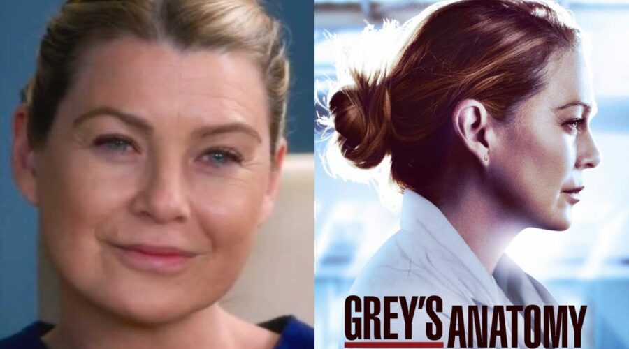 A sinistra: Ellen Pompeo in una scena di “Grey's Anatomy 17” Credits: Abc. A Destra screenshot della locandina ufficiale della serie da un post Instagram di Ellen Pompeo.