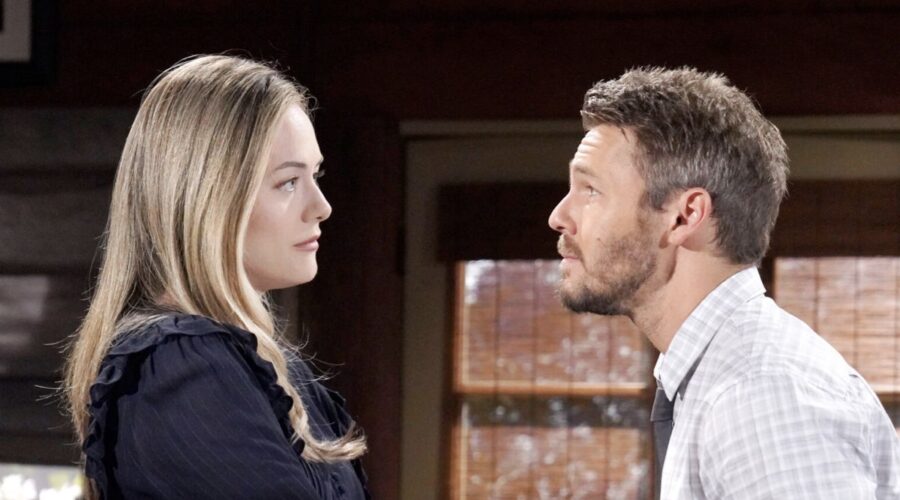 Da sinistra: Hope (Annika Noelle) e Scott Clifton (Liam) in una scena di “Beautiful”. Credits: BBL Distribution/RTI Mediaset.