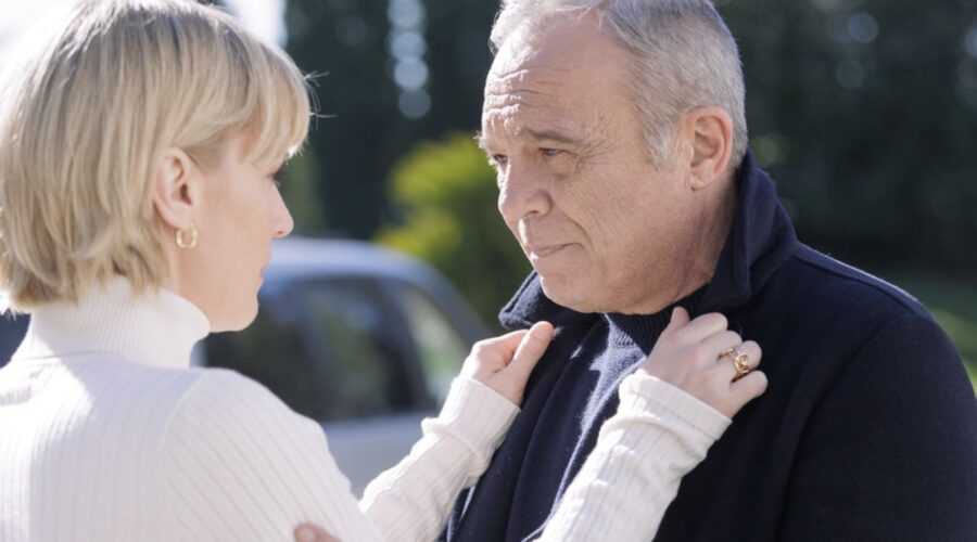 Da sinistra: Antonia Liskova (Serena) e Claudio Amendola (Nemo) ne “Il Patriarca”. Credits: RTI Mediaset.