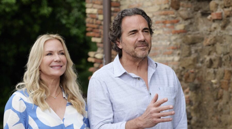 Da sinistra: Katherine Kelly Lang (Brooke Logan) e Thorsten Kaye (Ridge Forrester) in “Beautiful”. Credits: BBL DISTRIBUTION/RTI Mediaset.