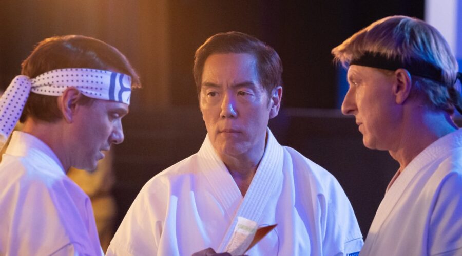 Ralph Macchio As Daniel Larusso, Yuji Okumoto As Chozen, William Zabka As Johnny Lawrence In Cobra Kai. Cr. Curtis Bonds Baker Netflix