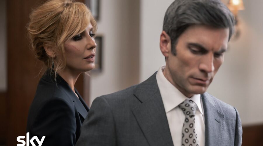Da sinistra: Kelly Reilly (Beth) e Wes Bentley (Jamie) in “Yellowstone 5 Parte 2”. Credits: Sky.
