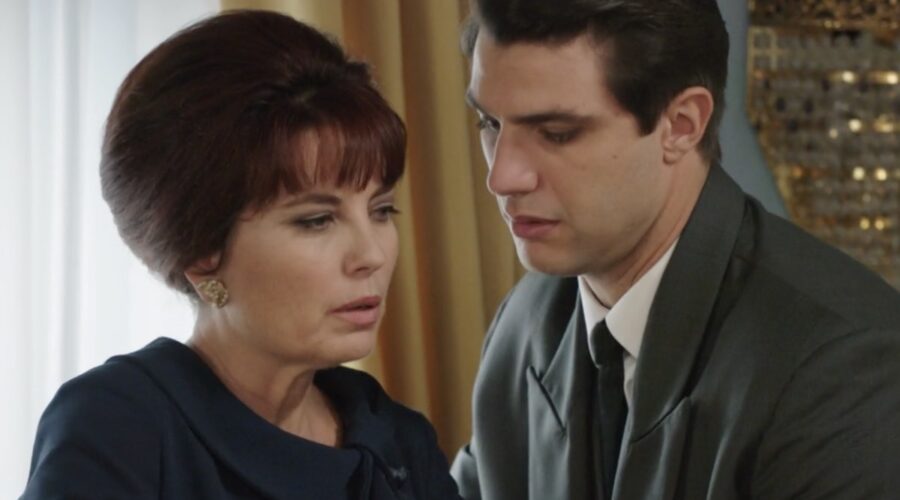Vanessa Gravina (Adelaide di Sant'Erasmo) e Pietro Masotti (Marcello Barbieri) in una scena della puntata 84 de “Il Paradiso Delle Signore 9”. Credits: Rai.