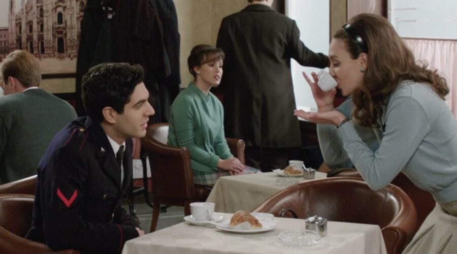 Da sinistra: Vito Amato (Mimmo Burgio) e Silvia Bruno (Agata Puglisi) ne “Il Paradiso Delle Signore 9” Episodio 95. Credits: Rai.