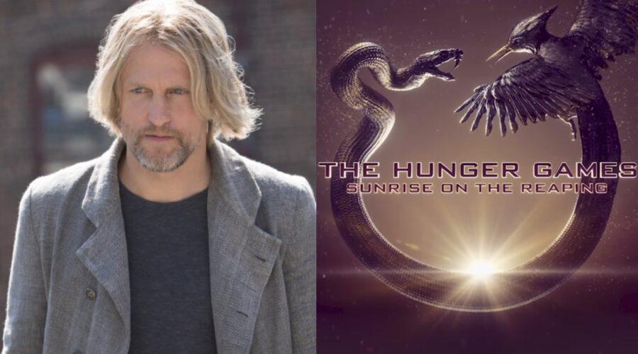 Woody Harrelson In Una Scena Di Hunger Games E Il Logo Del Nuovo Film Credits Via Instagram