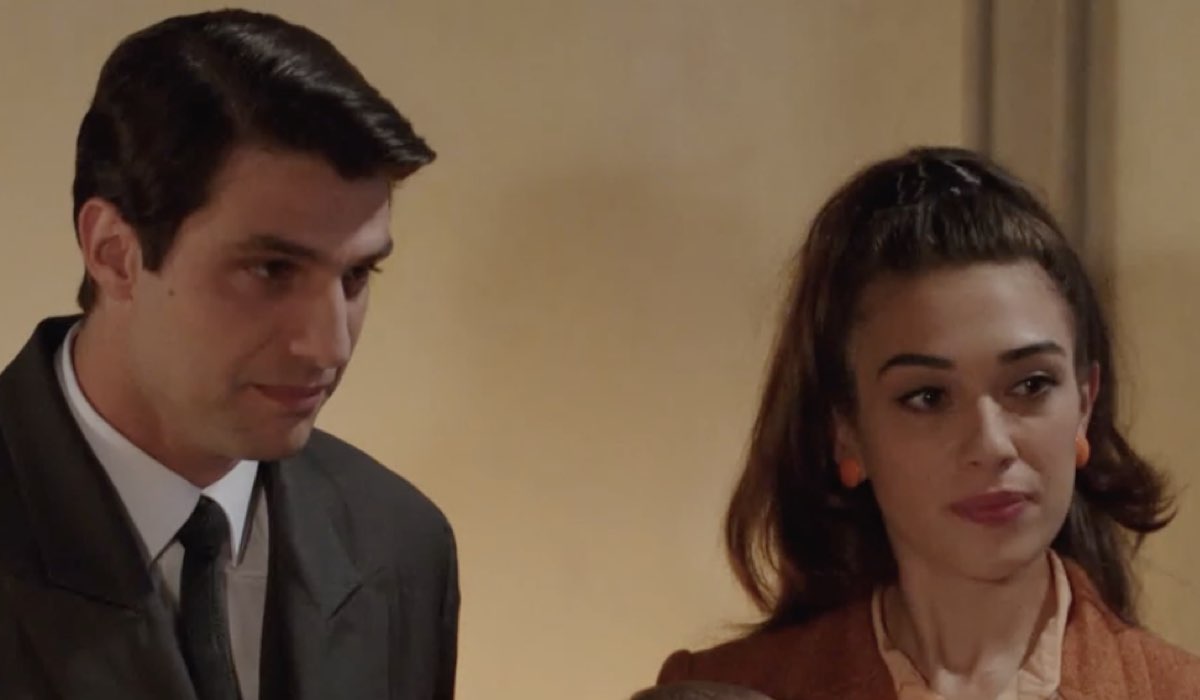 Da sinistra: Pietro Masotti (Marcello Barbieri) e Nicoletta Di Bisceglie (Rosa Camilli) in una scena della puntata 5 de “Il Paradiso Delle Signore 10”. Credits: Rai.