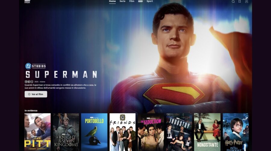 La Home di HBO Max Italia. Credits: HBO Max Italia.