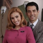 Da sinistra: Ilaria Maren (Delia Bianchetti) e Luca Ferrante (Gianlorenzo Botteri) in un posato per “Il Paradiso Delle Signore 10”. Credits: Rai.