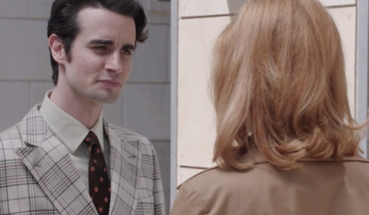 Da sinistra: Elia Marangon (Ettore Marchesi) e Arianna Amadei (Odile di Sant'Erasmo) in una scena della puntata 7 de “Il Paradiso Delle Signore 10”. Credits: Rai.