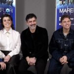 Da sinistra: Romano Reggiani (Stefano Stazi), Giovanna Sannino (Carmela Valestro), Carmine Recano (Massimo - O’Comandante), Alfonso Capuozzo (Simone) e Manuele Velo (Tommaso) in un fotogramma dell'intervista rilasciata per Tvserial.it per “Mare Fuori 6”. Credits: Rai/Tvserial.it.