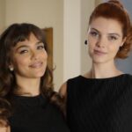 Da sinistra: Gloria Radulescu (Marta Guarnieri) e Arianna Amadei (Odile di Sant'Erasmo) in un posato per “Il Paradiso Delle Signore 10”. Credits: Pierfrancesco Bruni/Rai.